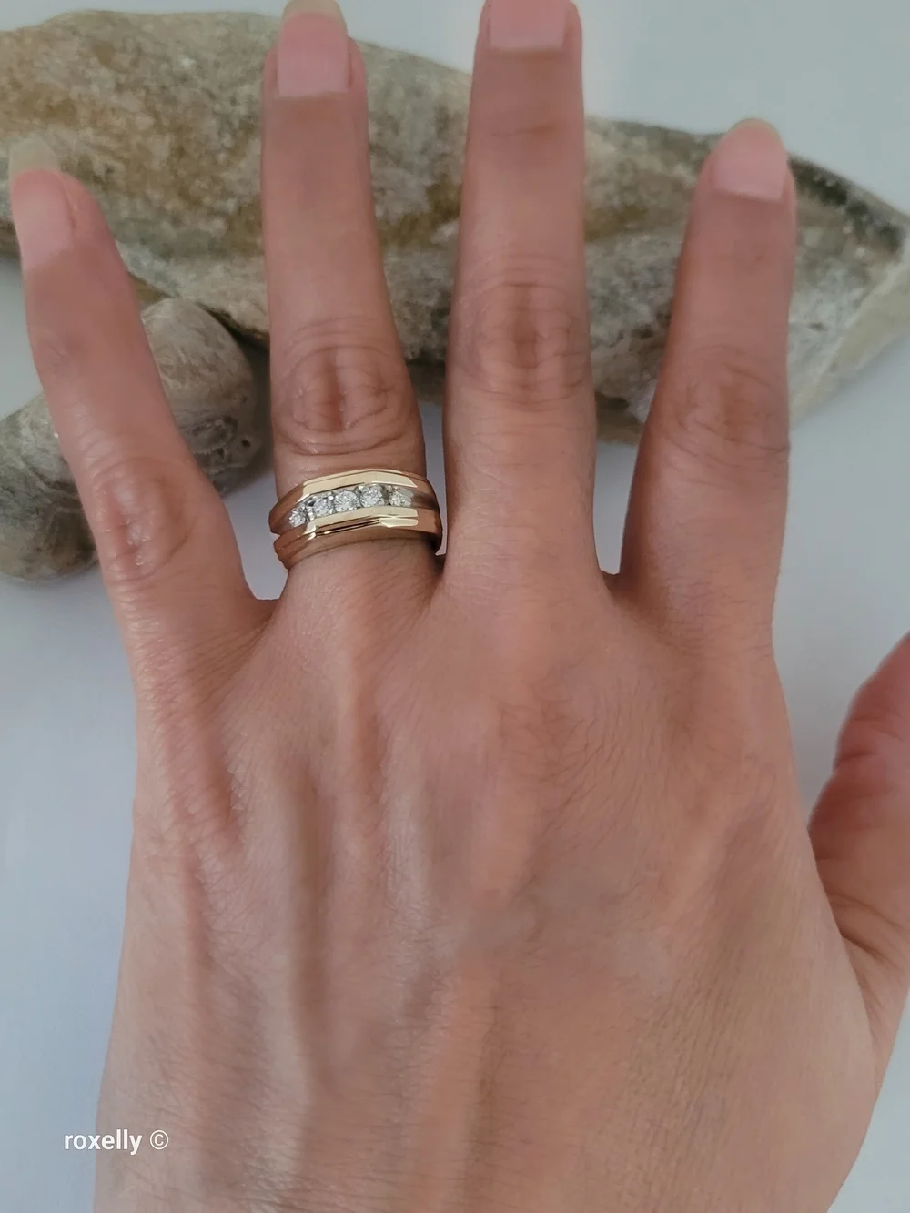 14K Yellow Gold Genuine Diamonds Band Ring Size 6.75, Solid Gold! 👌🎁